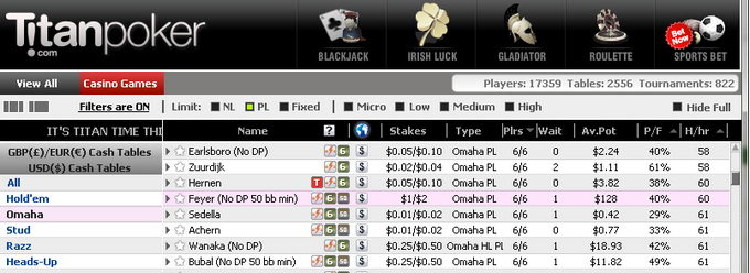 titan omaha cash games